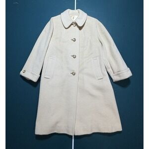 Vtg 60s Alpagora Deep Fleece Wool Mohair Coat ILGWU Cream Mod Swing Womens Large